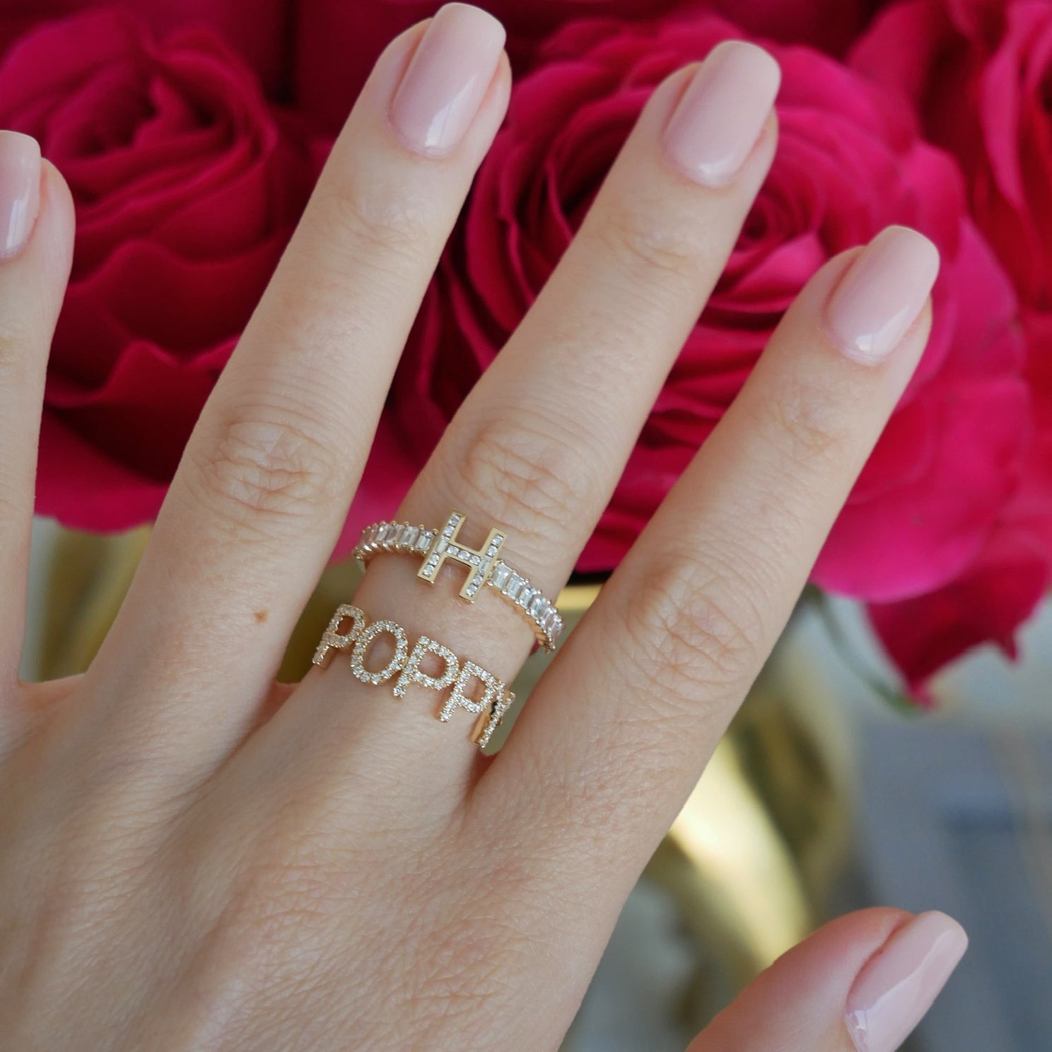 Custom Pave Script Name Ring 9 - Initial Ring Custom 评论和价格